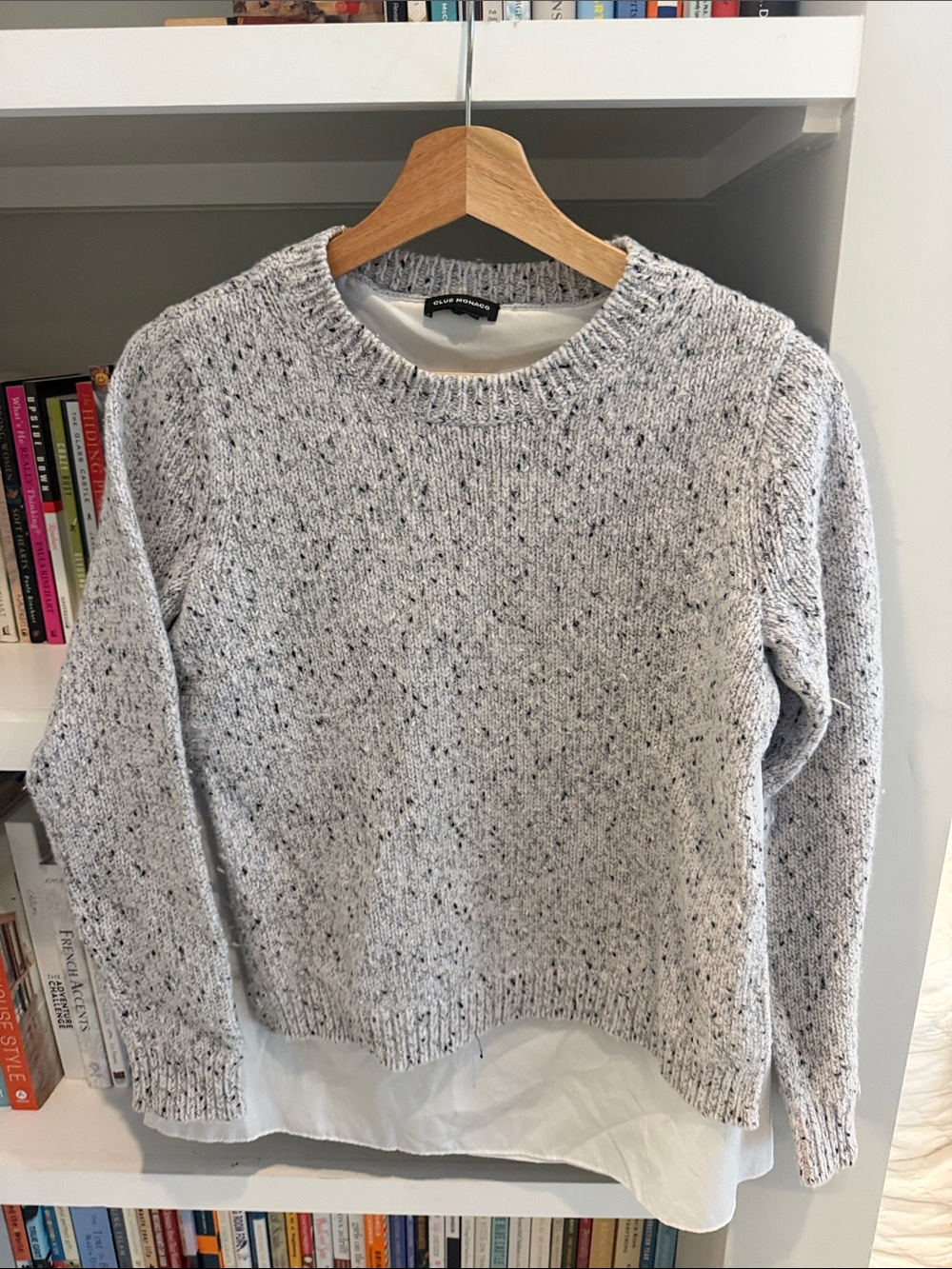Club Monaco Speckled Light Gray Crewneck Sweater